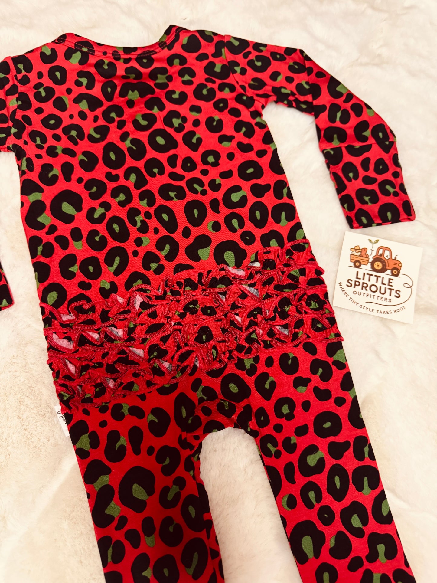 Leopard Ruffle Zip Pajamas