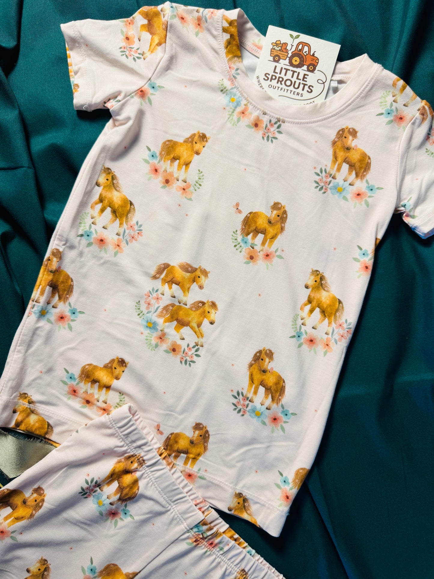 Pink Ponies Loungewear Short Set | Girls