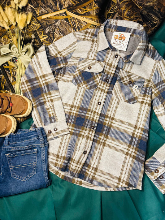 Gray Stretch Flannel Shirt