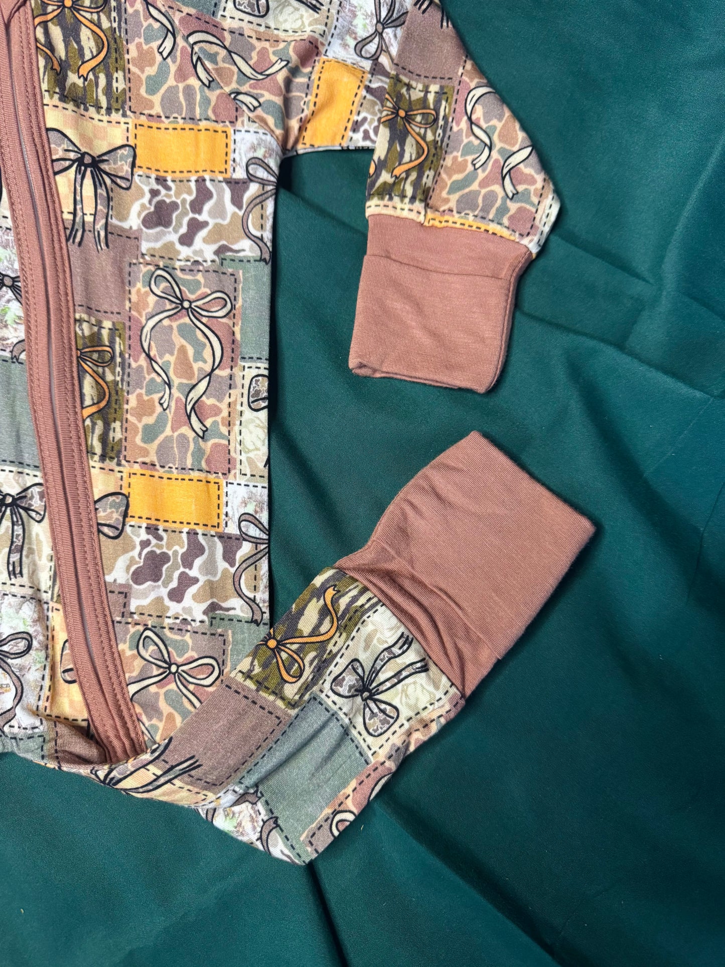 Camo Bows Zip Pajama