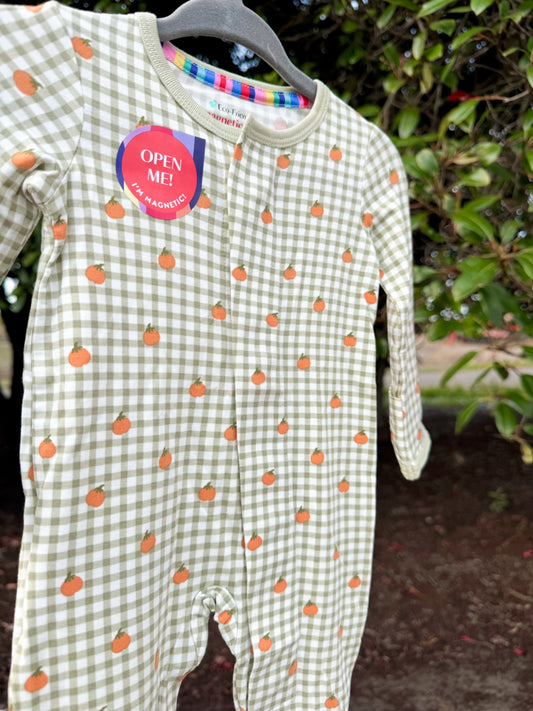 Magnetic Me Pumpkin Plaid Modal Footie