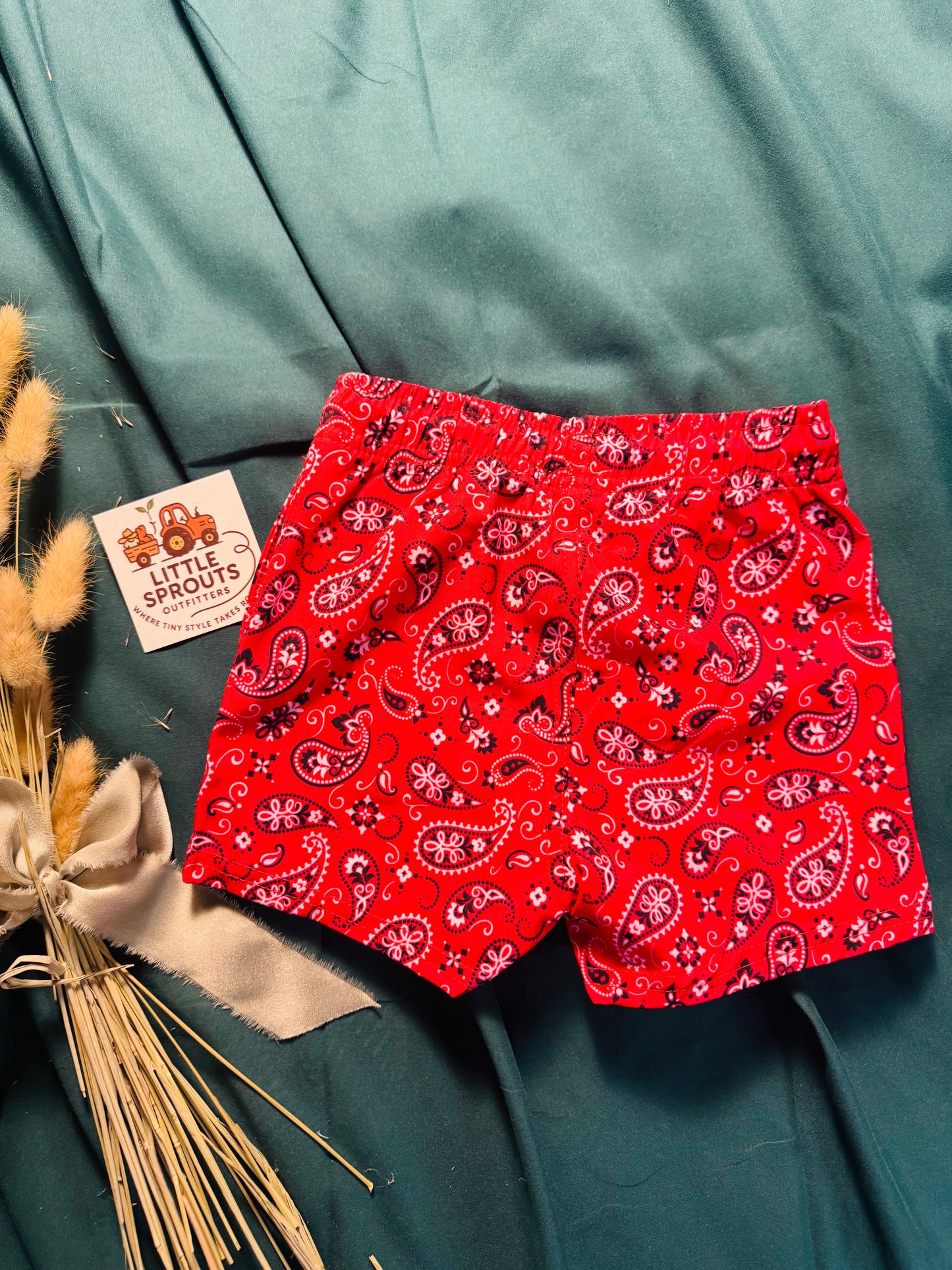Red Paisley Bandana Hybrid Shorts | Boys