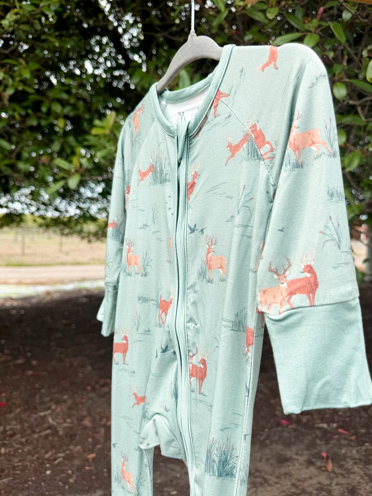 Woodland Buck Bamboo Zip Romper