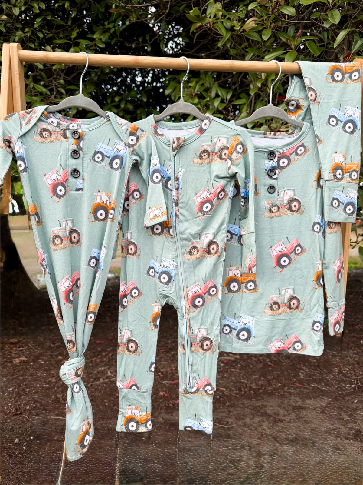 Harvest Tractor Bamboo Zip Pajamas