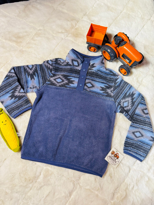 Blue Aztec Fleece 1/4 Snap