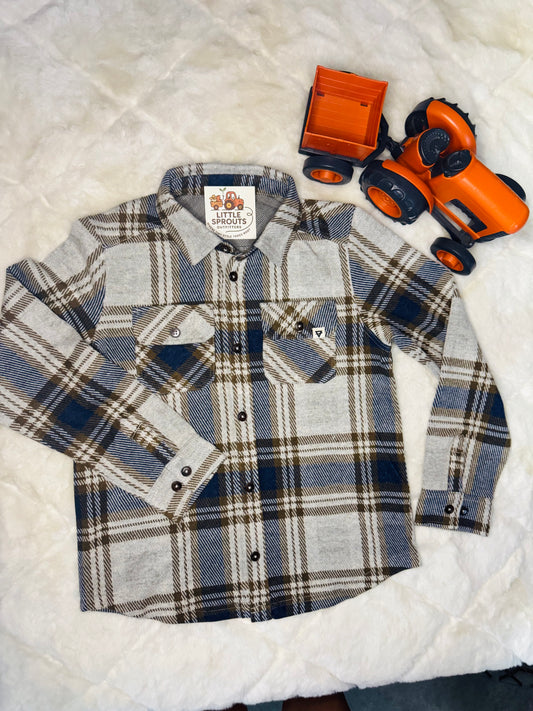 Gray Stretch Flannel Shirt