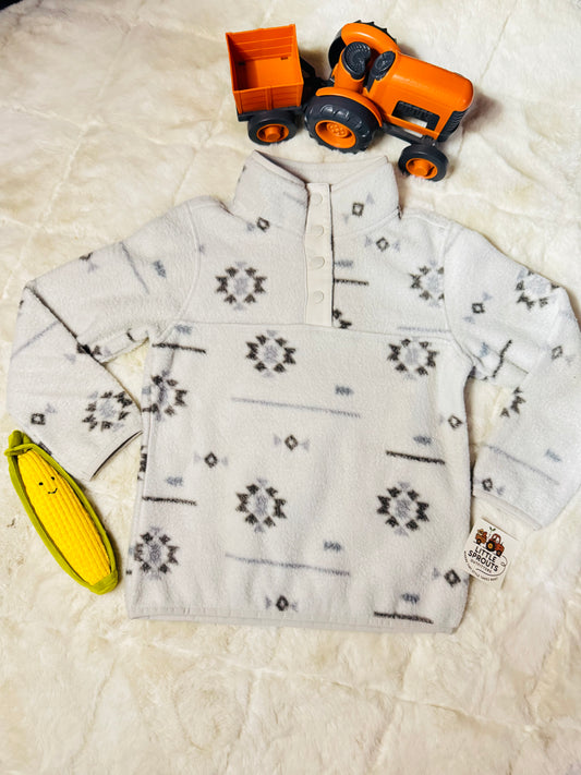 White Aztec Fleece 1/4 Snap
