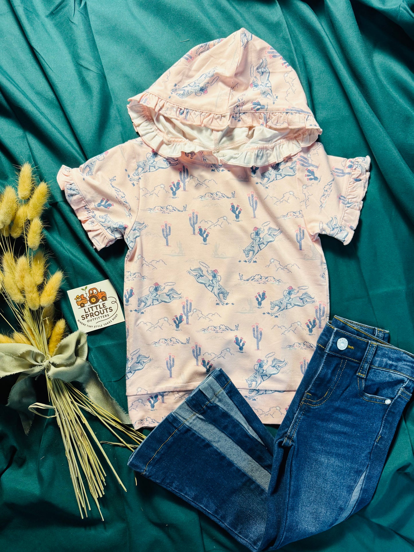 Rodeo Rose Ruffle Hooded Top | Girls