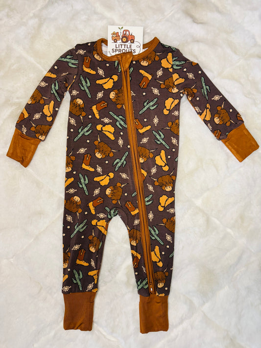 Brown Highlander Zip Pajamas