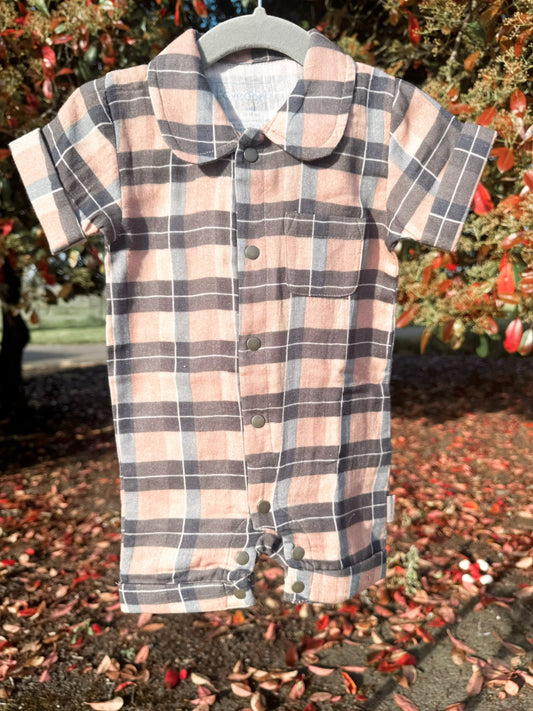 Trailside Plaid Short Romper