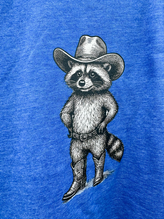 Western Raccoon Blue Graphic Tee