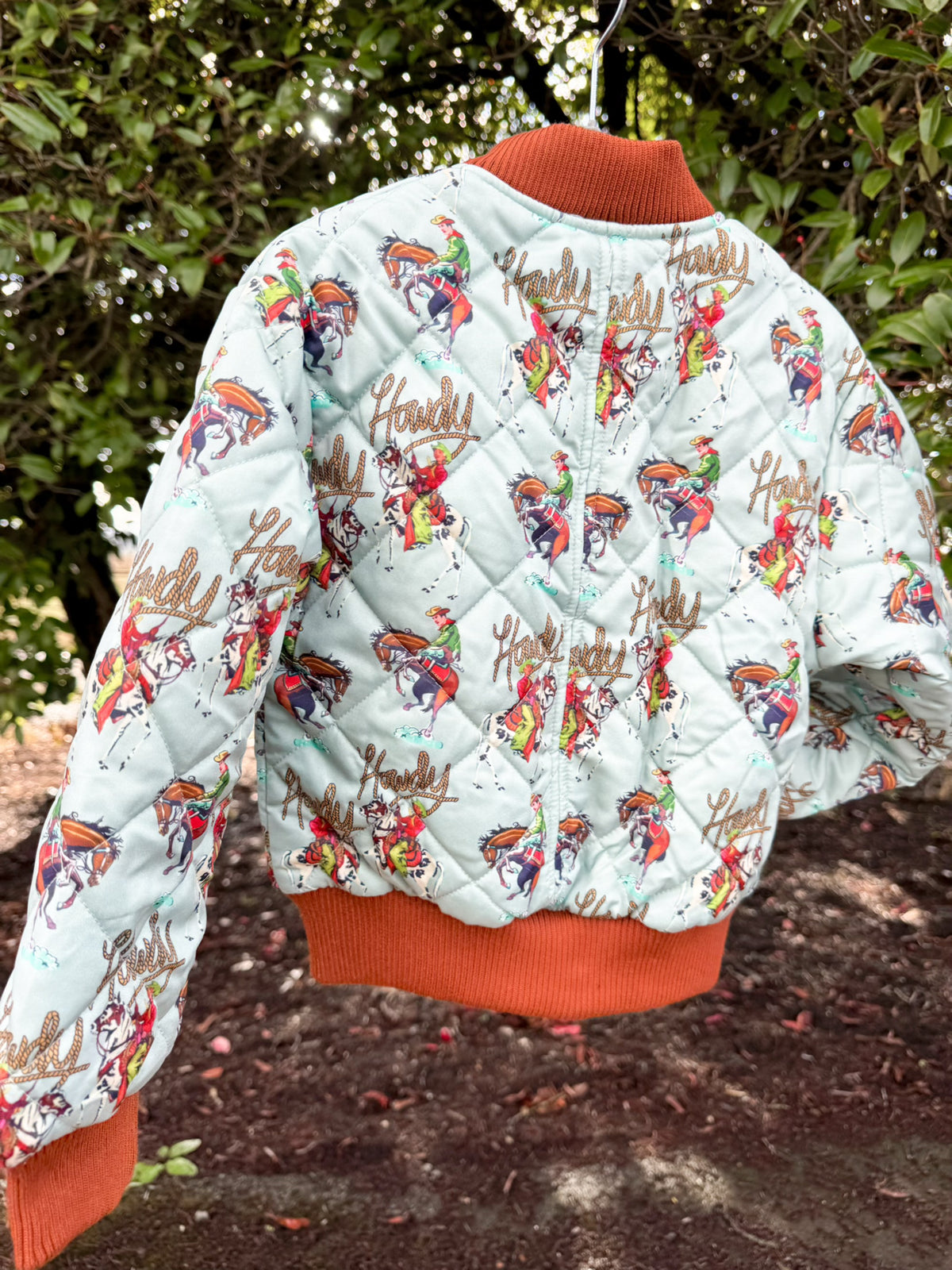 Turquoise Howdy Bomber Jacket | Girls