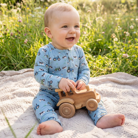 Farmer Blue Bamboo Zip Pajama