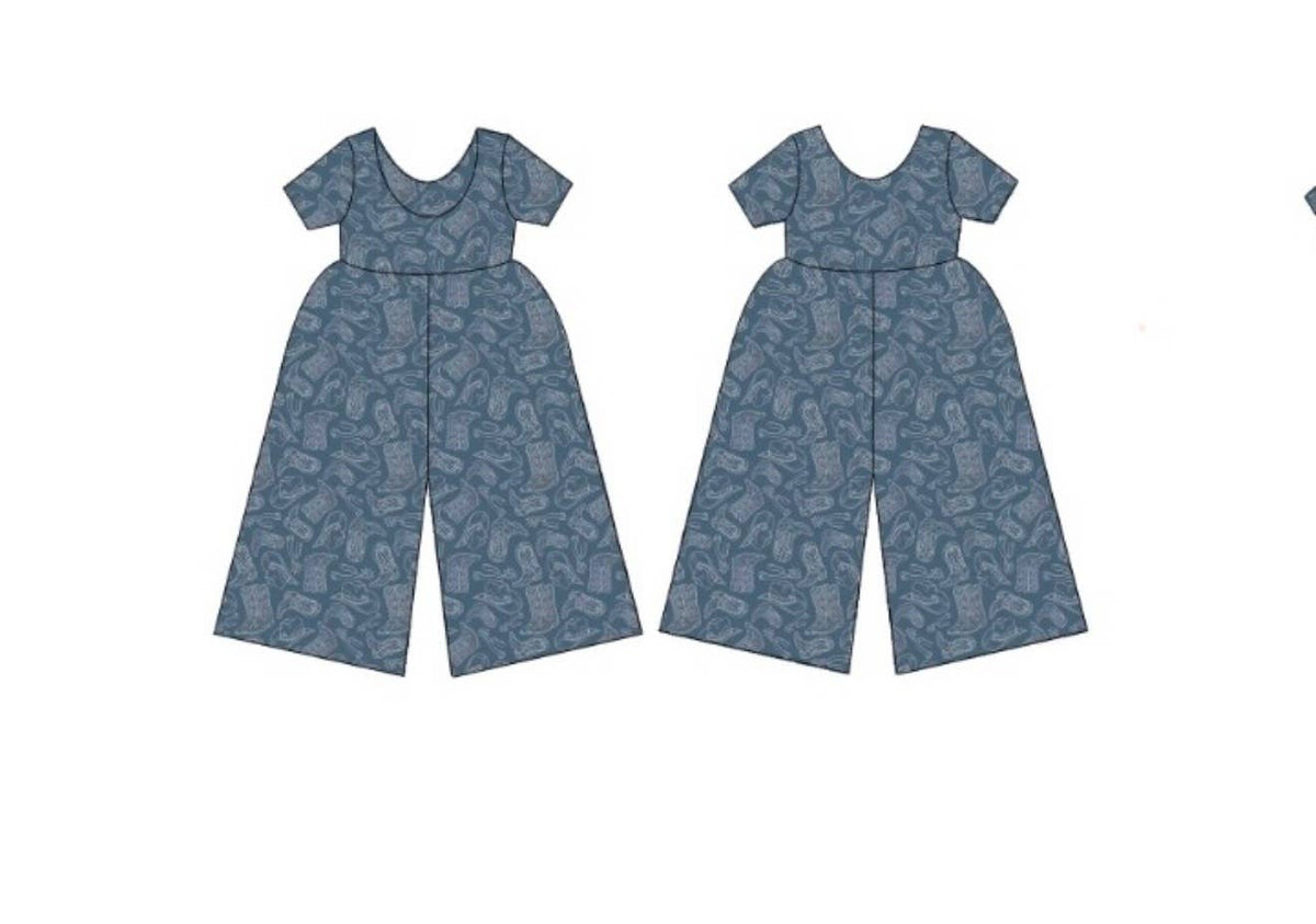 Western Bamboo Wide Leg Romper | Girls