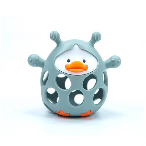 Little Duck Silicone Teether | Beige & Blue