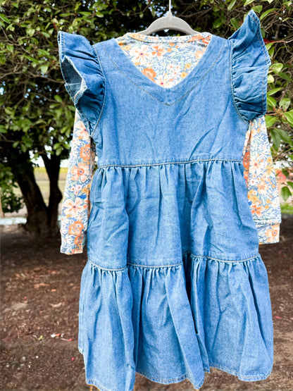 Denim Ruffle Dress | Girls