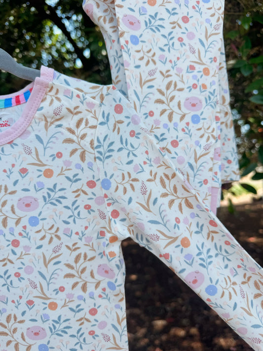 Oink Oink Pink Pig Modal Magnetic Pajama Set | Girls