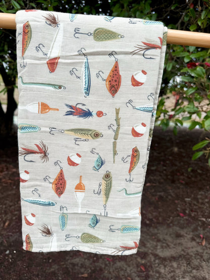 Gone Fishing Muslin Swaddle | 47x47