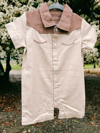 Ranchy Pearl Snap Coverall Romper