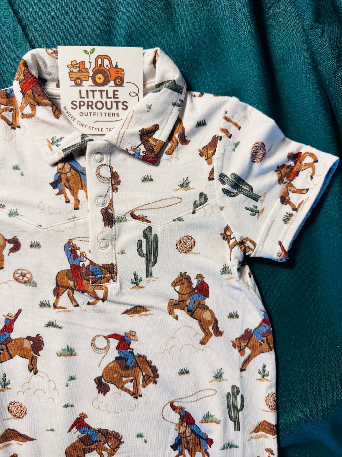 Buckaroo Cowboy Shortie Polo Romper | Boys