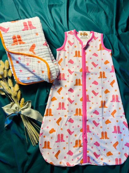 Pink Cowgirl Boot Sleep Sack | 0.5 TOG