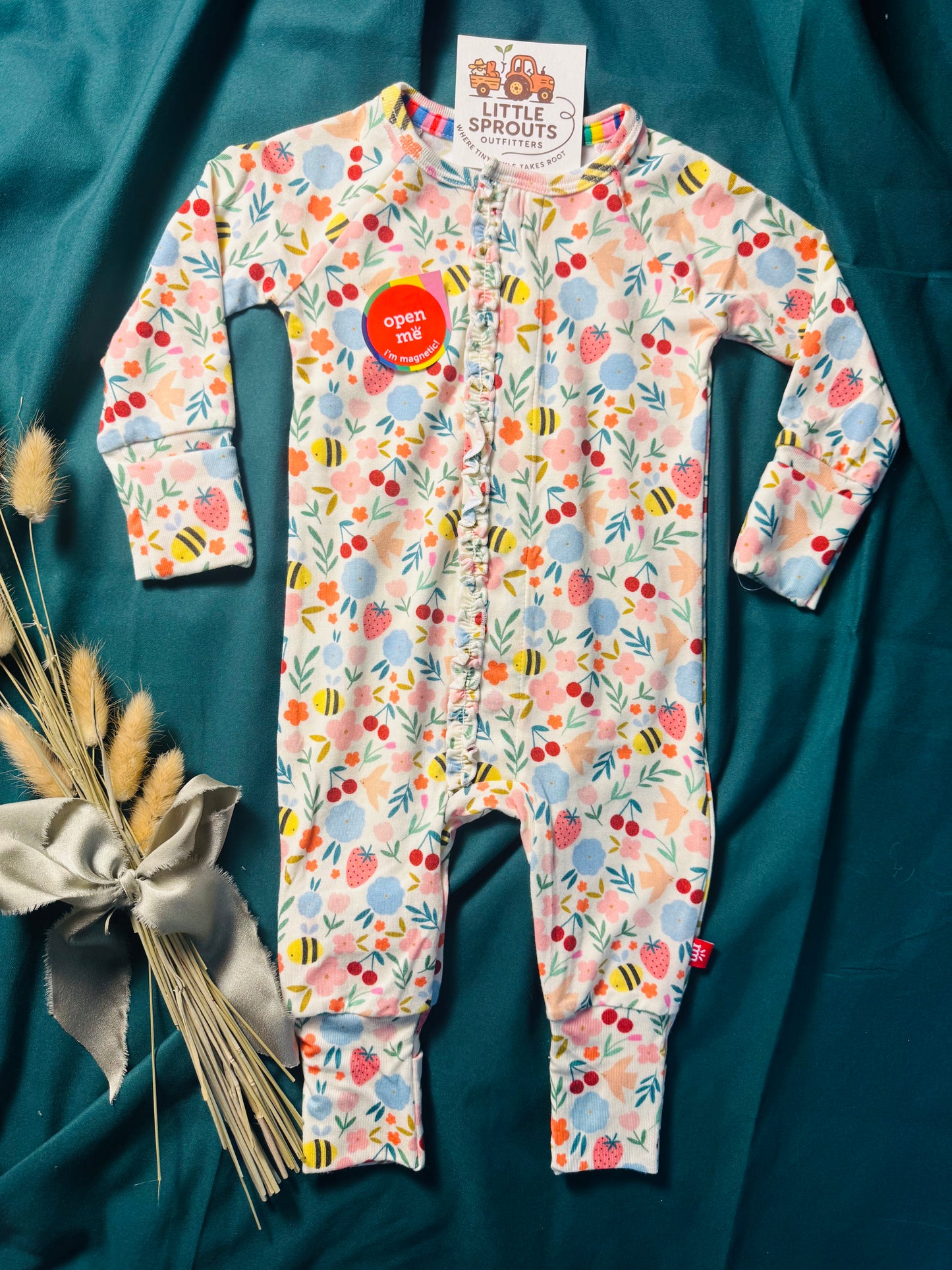 Honey Bee Blossom Modal Magnetic Romper | Girls