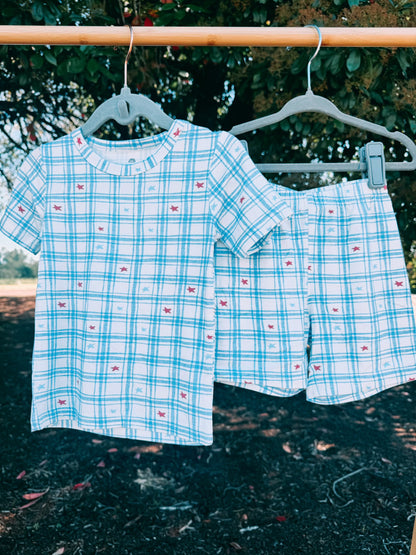 Blue Gingham Star Bamboo 2pc Set | Boys