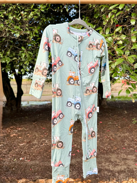 Harvest Tractor Bamboo Zip Pajamas