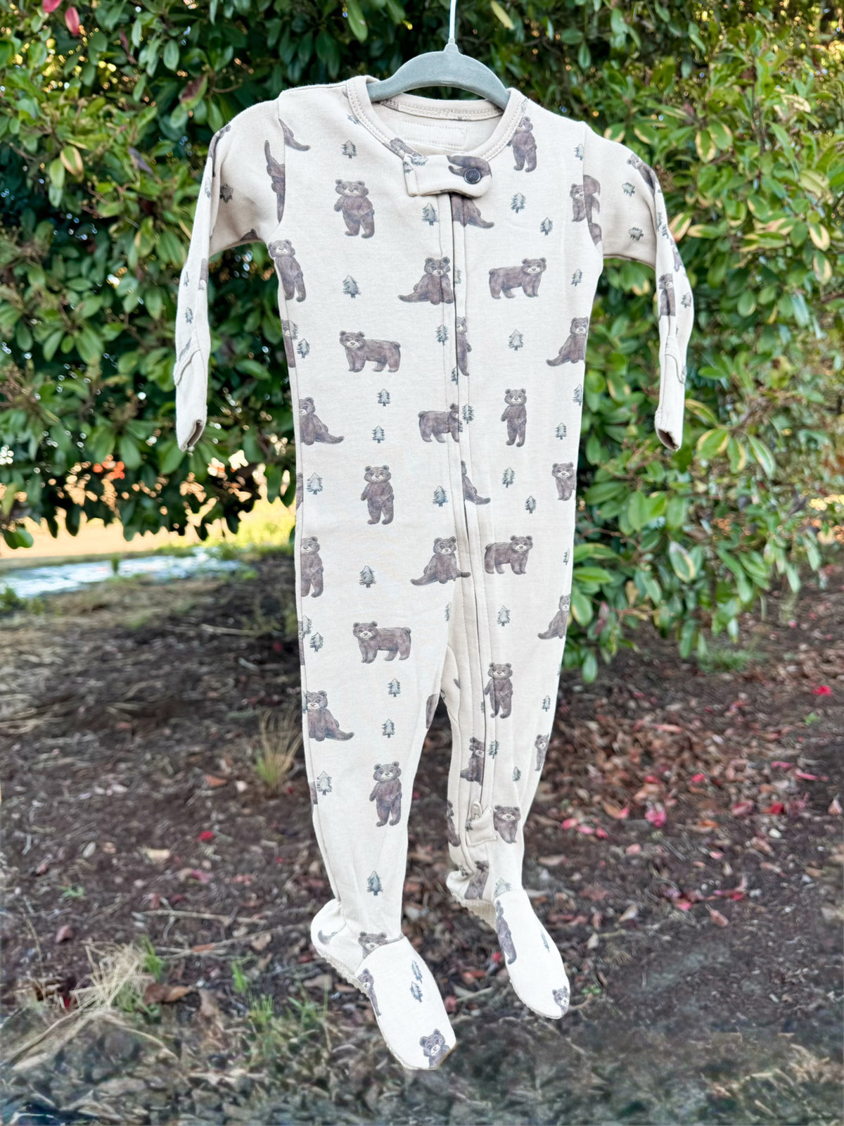 Black Bear Organic Cotton Zip Pajamas