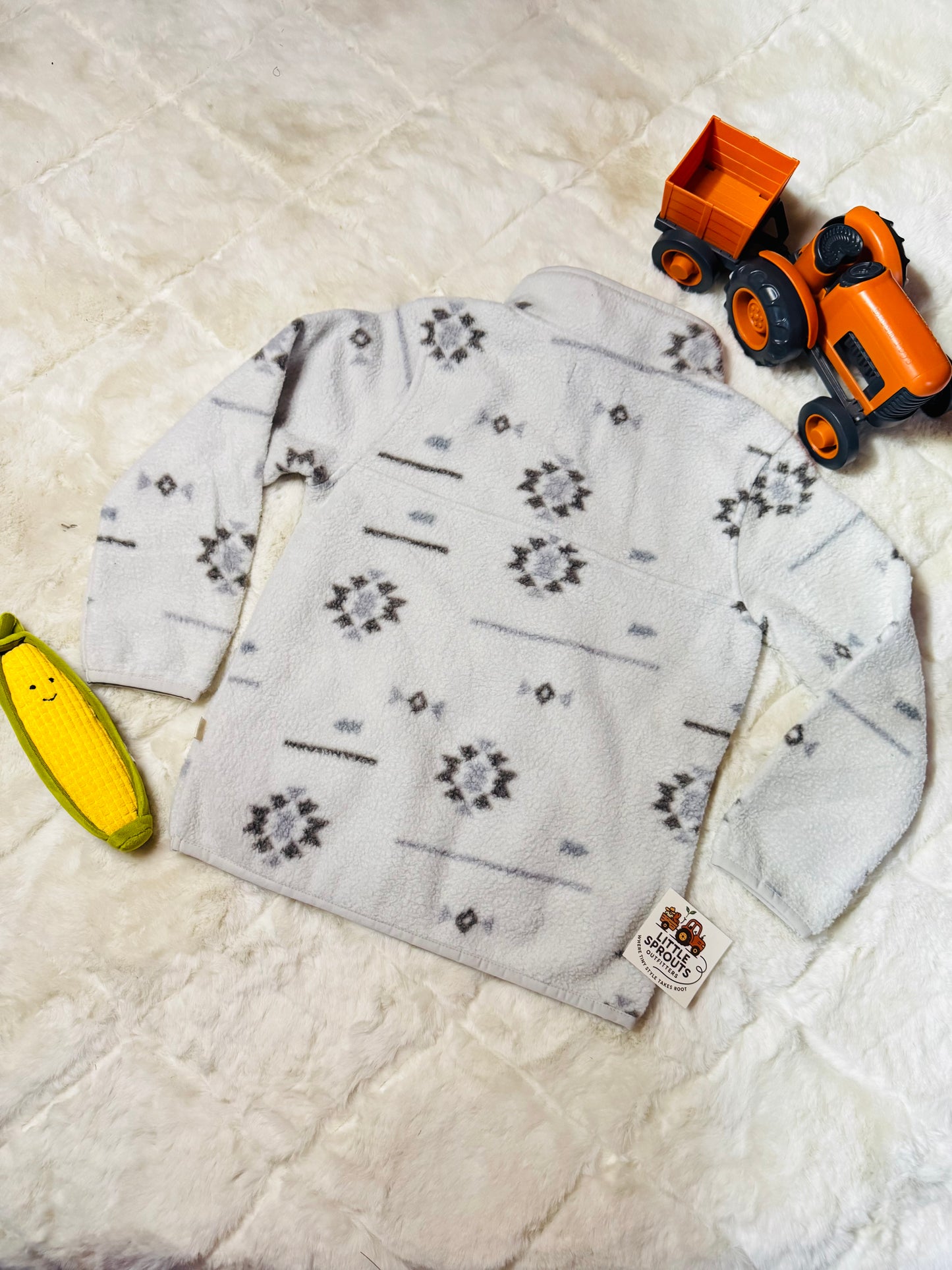 White Aztec Fleece 1/4 Snap