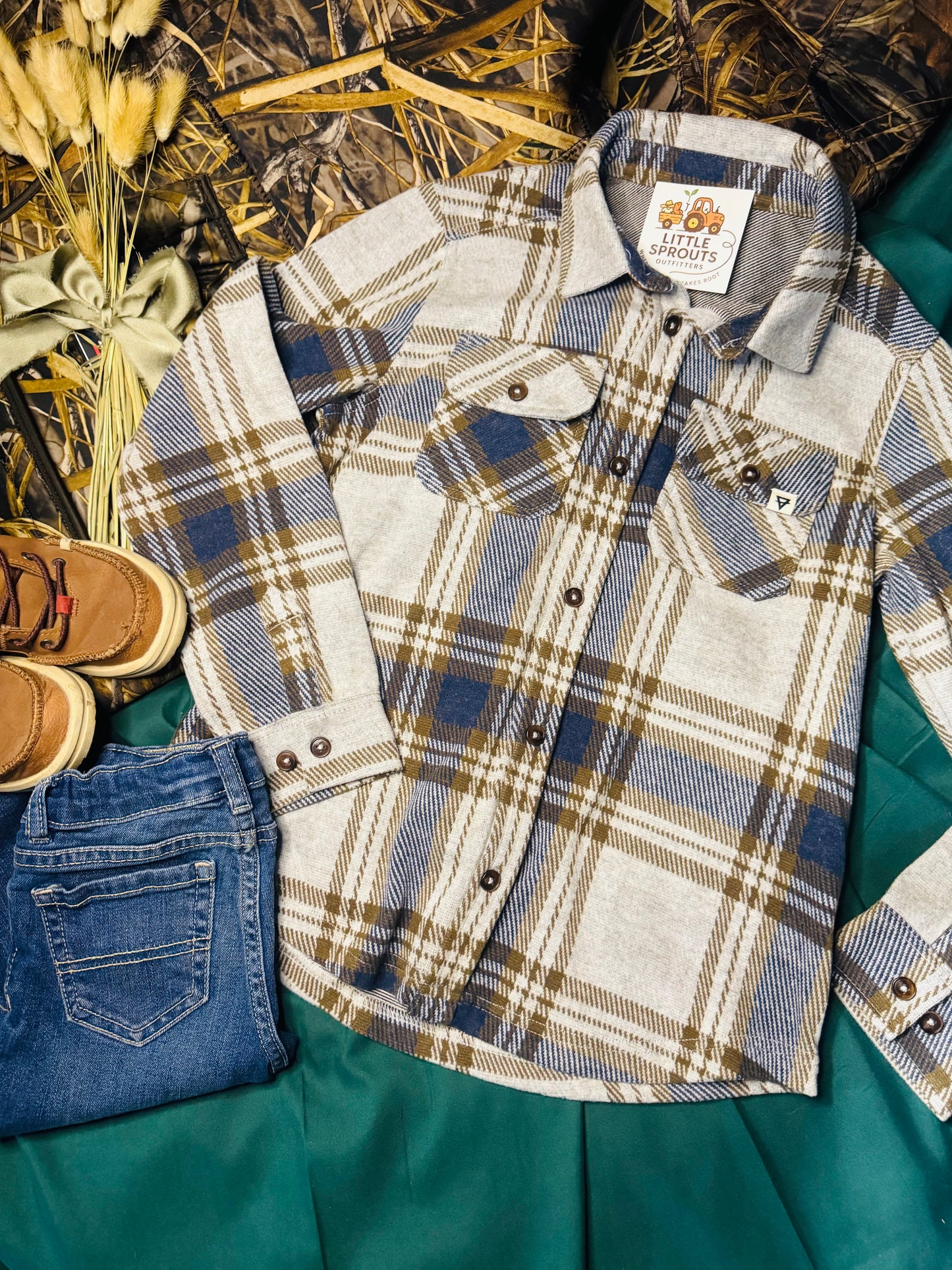 Gray Stretch Flannel Shirt