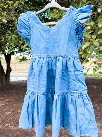 Denim Ruffle Dress | Girls