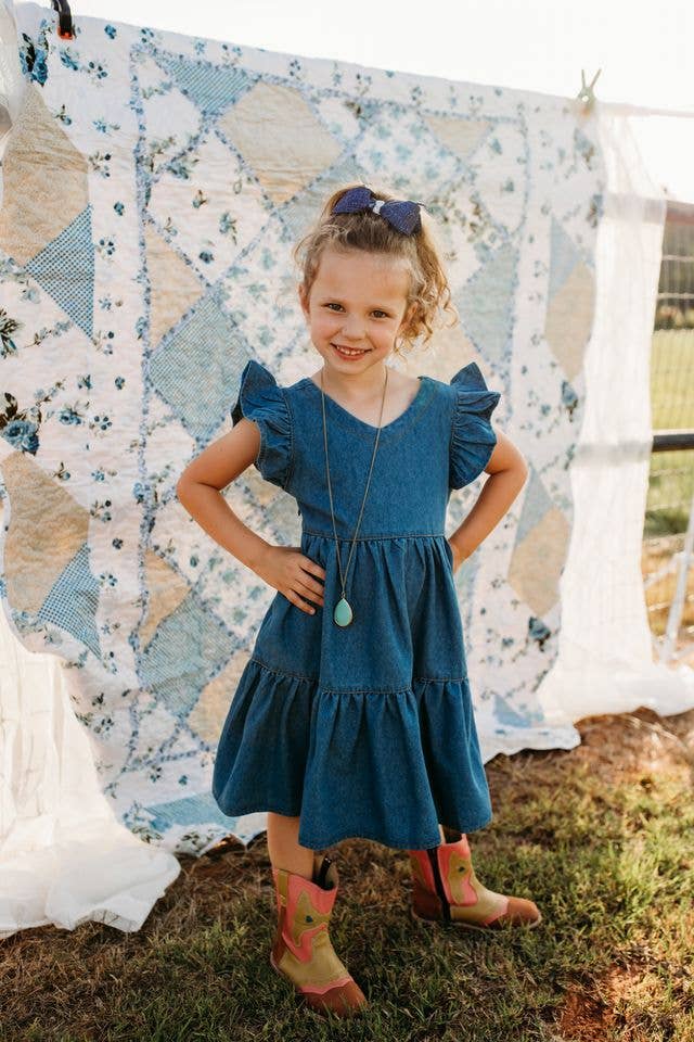Denim Ruffle Dress | Girls