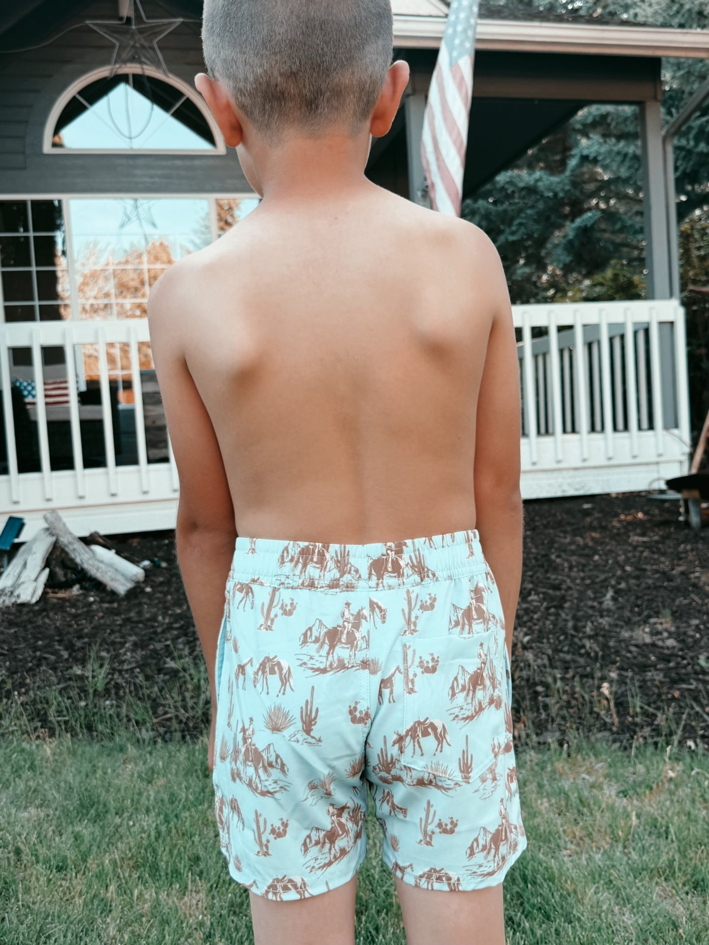 Blue Western Trail Performance Shorts | Boys