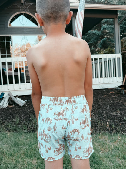 Blue Western Trail Performance Shorts | Boys