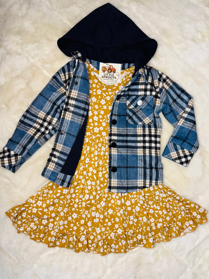 Blue Plaid Hooded Shacket