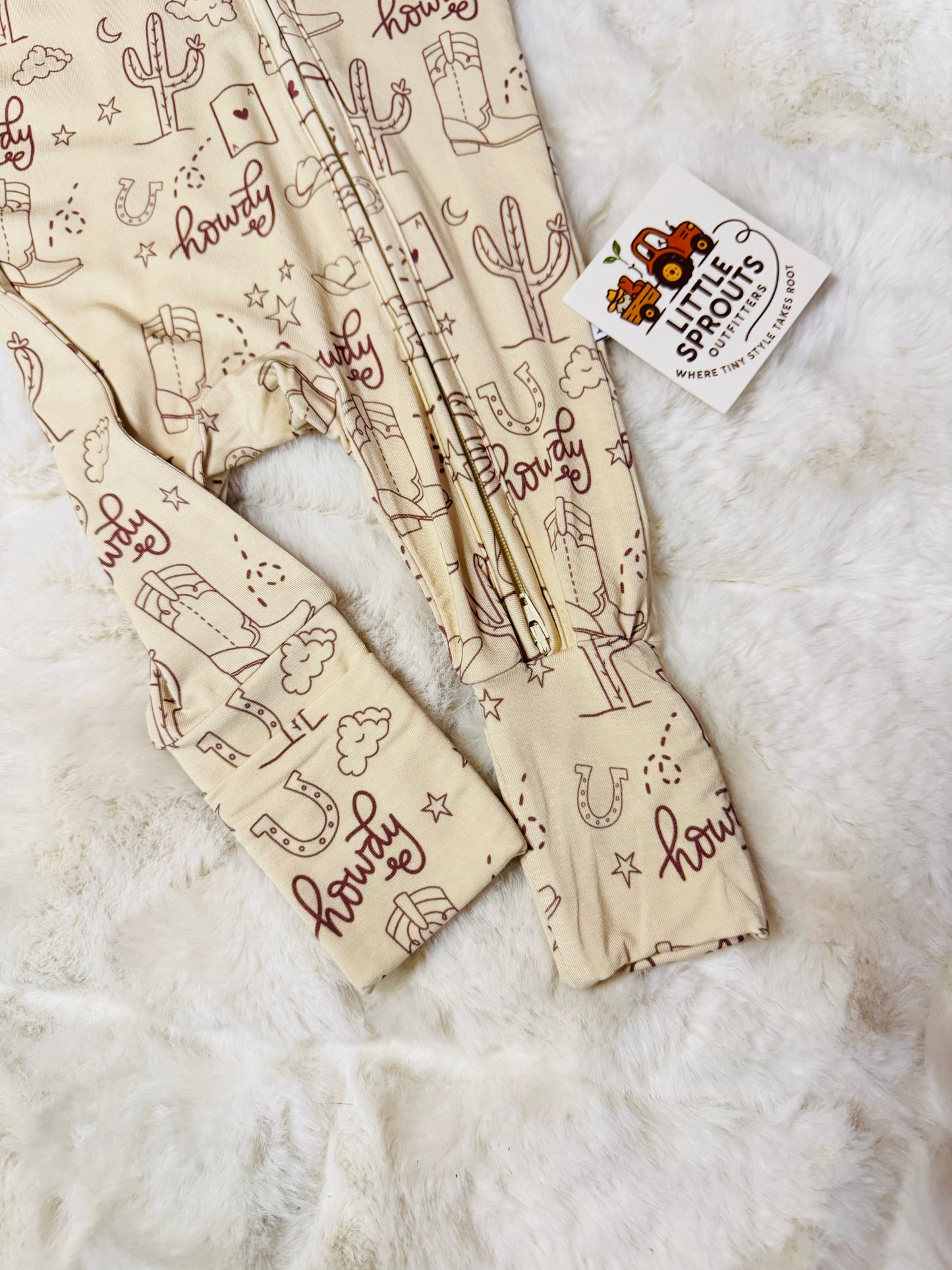 Howdy Oatmeal Zipper Pajama