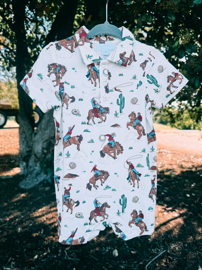 Buckaroo Cowboy Shortie Polo Romper | Boys