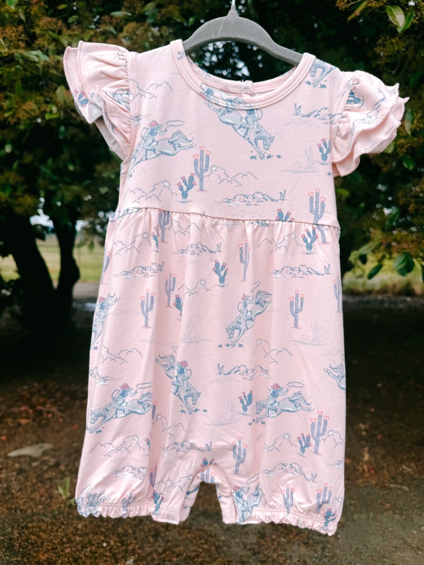 Rodeo Rose Bamboo Ruffle Romper | Girls