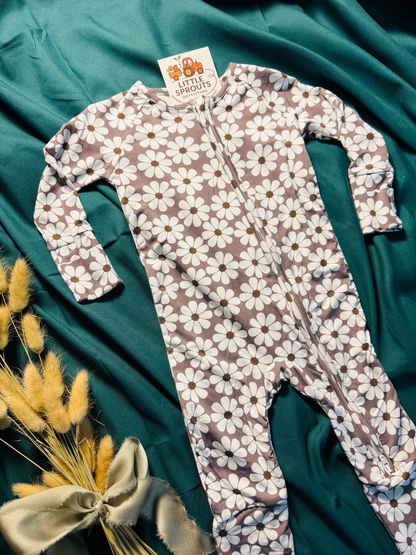 Retro Bloom Bamboo Zip Pajama | Girls