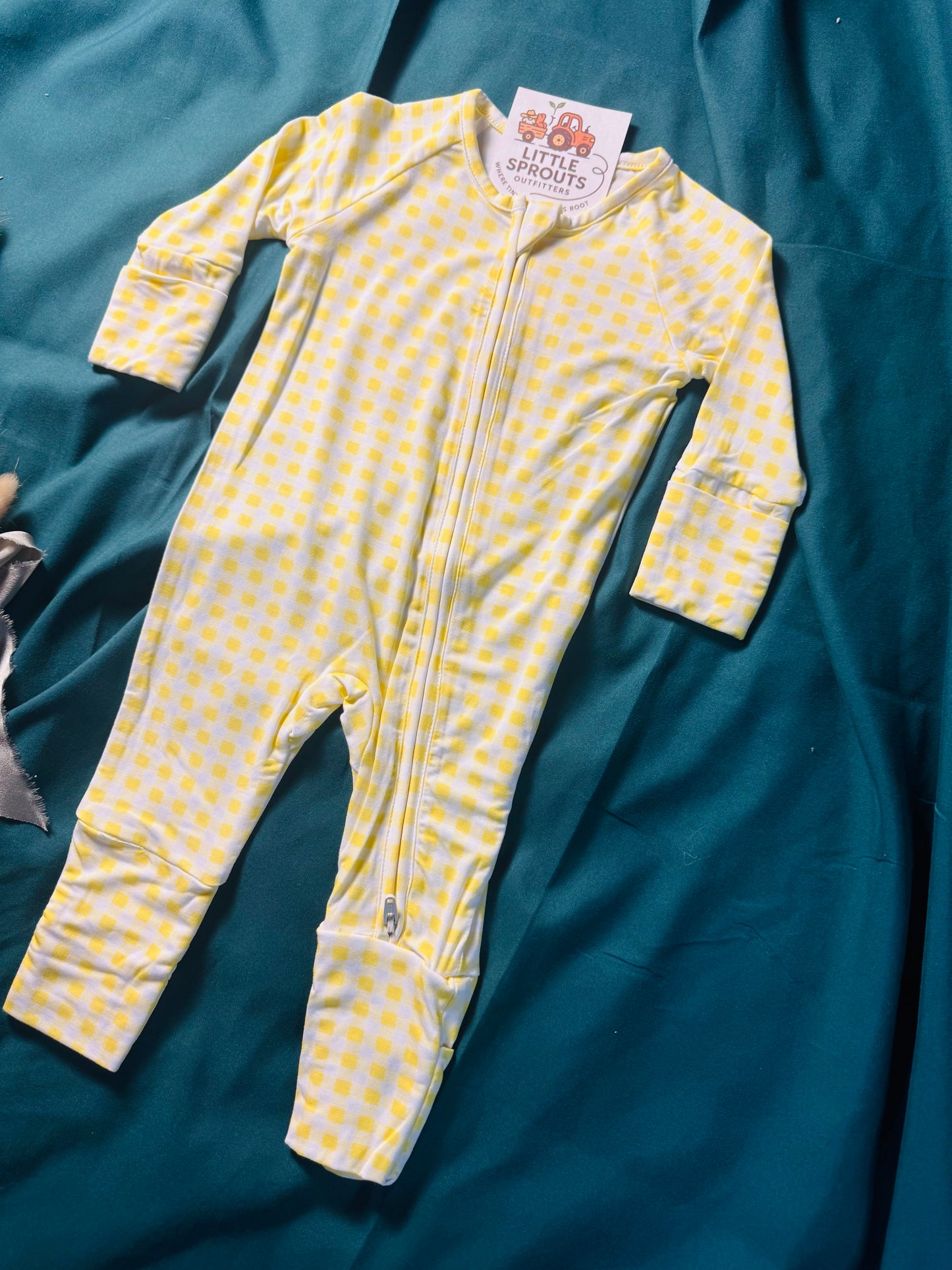 Citron Yellow Gingham Zip Pajama