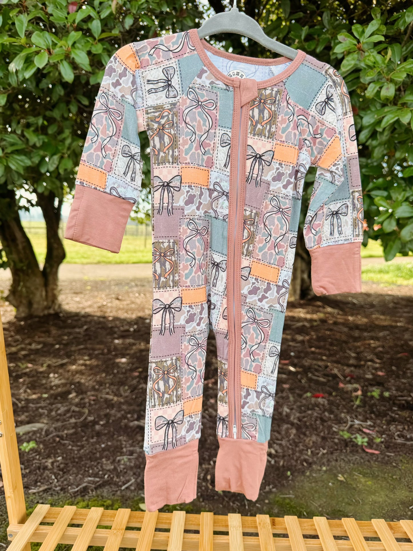 Camo Bows Zip Pajama