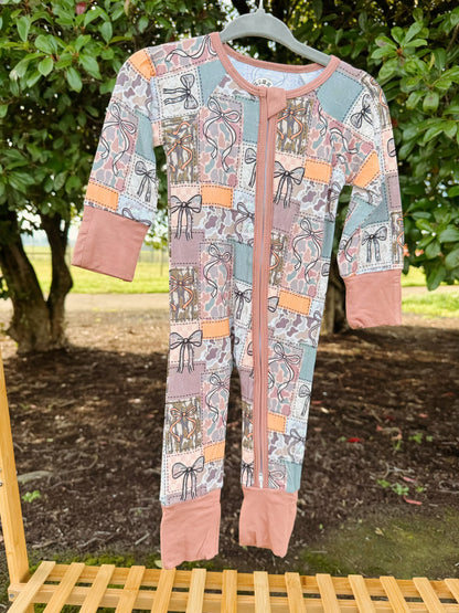 Camo Bows Zip Pajama