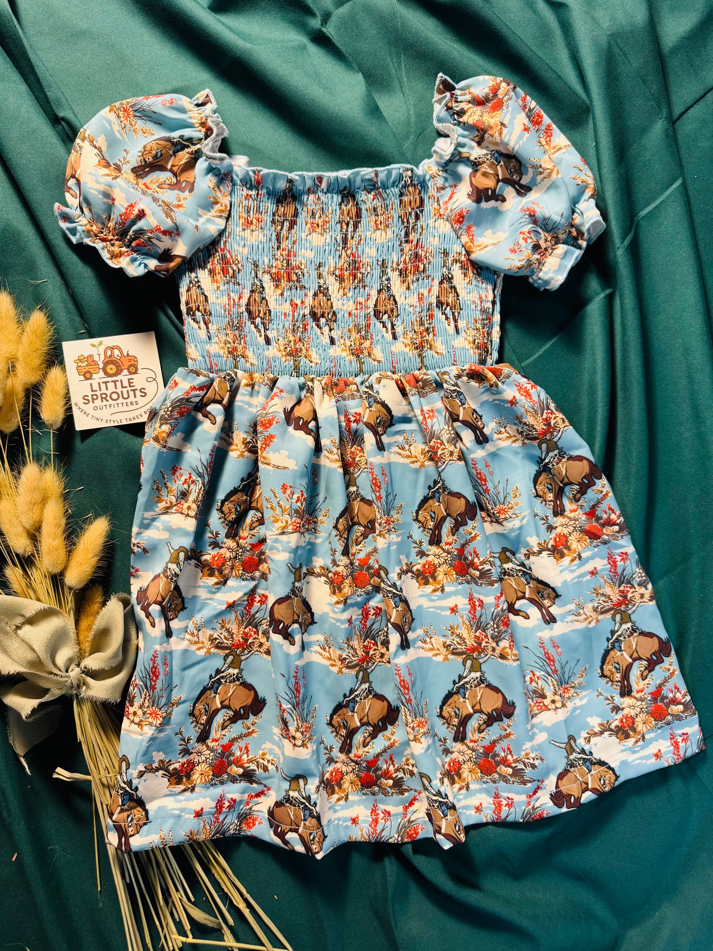 Bucking Bloom Flutter Sleeve Dress