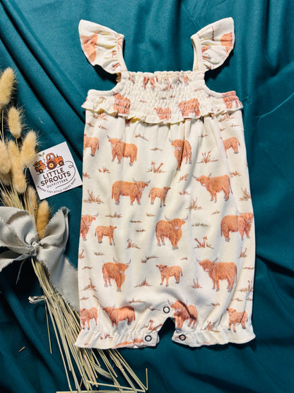 Highland Cow Bubble Romper