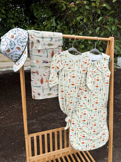 Gone Fishing Bamboo Knotted Gown | Newborn