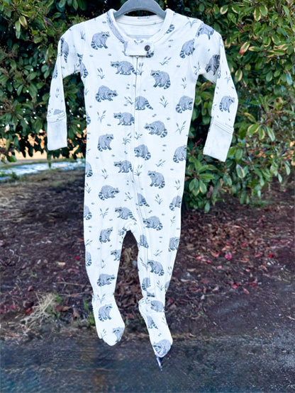 Raccoon Organic Cotton Zip Pajamas