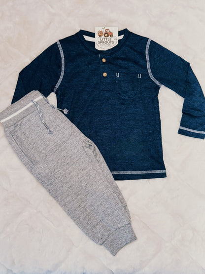 Navy Henley Tee