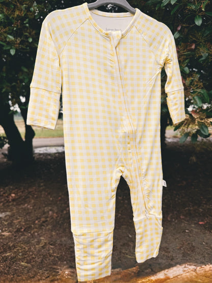 Citron Yellow Gingham Zip Pajama