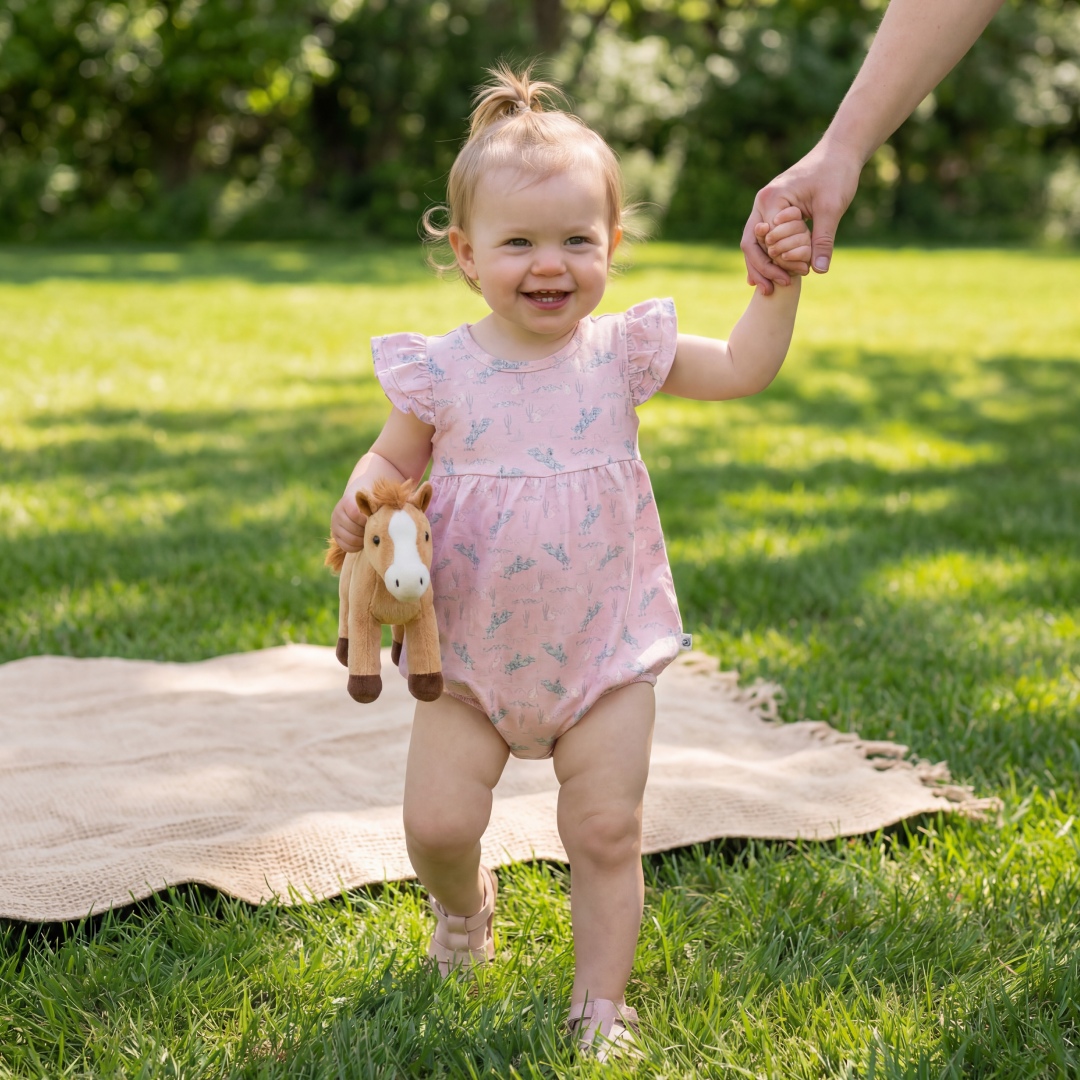 Rodeo Rose Bamboo Ruffle Romper | Girls